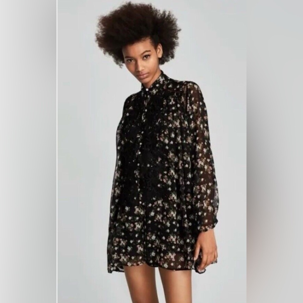 Zara Black Floral Jumpsuit